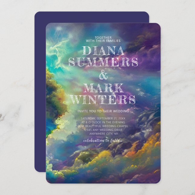 Faire-part de mariage avec de fabuleuses nuages vi (Devant / Derrière)