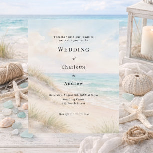 Faire-part de mariage avec dunes de sable de plage