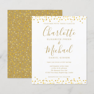 Faire-part de mariage avec écriture confettis coeu