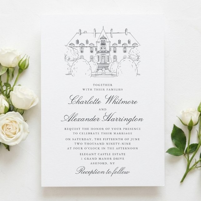 Faire-part de mariage avec esquisse de lieu à New  (Créateur téléchargé)