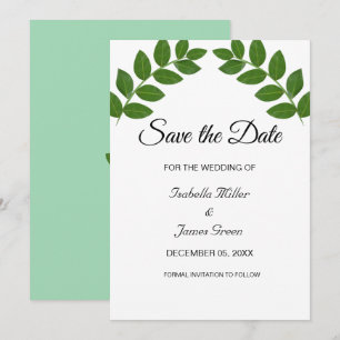Faire-part de mariage avec feuilles de laurier pou