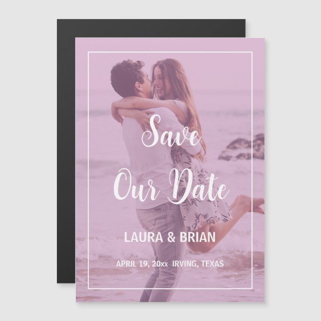 Faire-part de mariage avec filtre rose photo moder (Devant / Derrière)