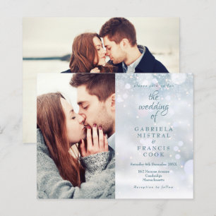 Faire-part de mariage avec flocons de neige en hiv