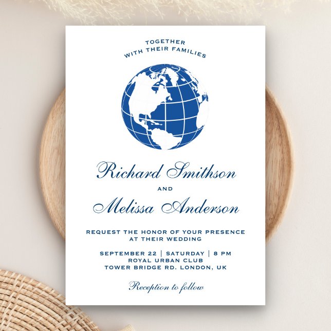 Faire-part de mariage avec globe terrestre carte d (Créateur téléchargé)