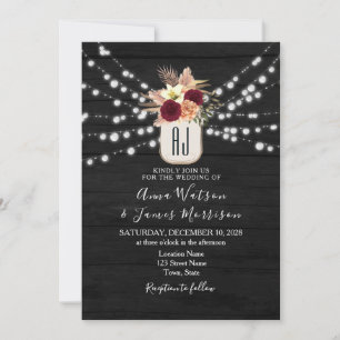 Faire-Part de Mariage avec Guirlande de Bois Rusti
