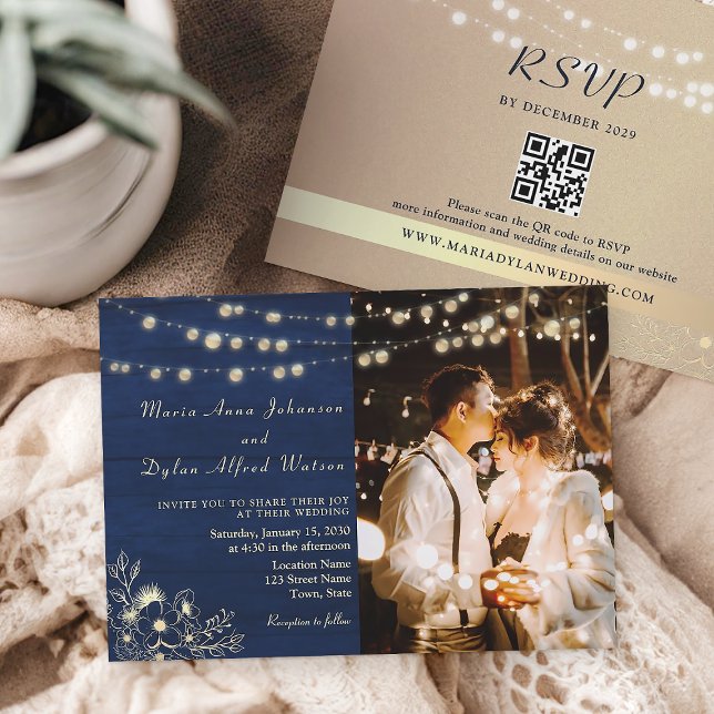 Faire-part de mariage avec guirlandes lumineuses b (Créateur téléchargé)