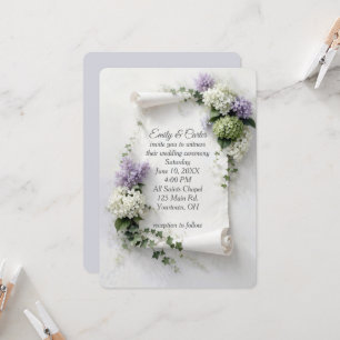 Faire-part de mariage avec lilas et hydrangeas