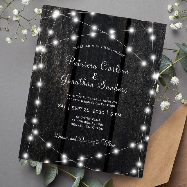 Faire-part de mariage avec lumières en bois de gra (Créateur téléchargé)