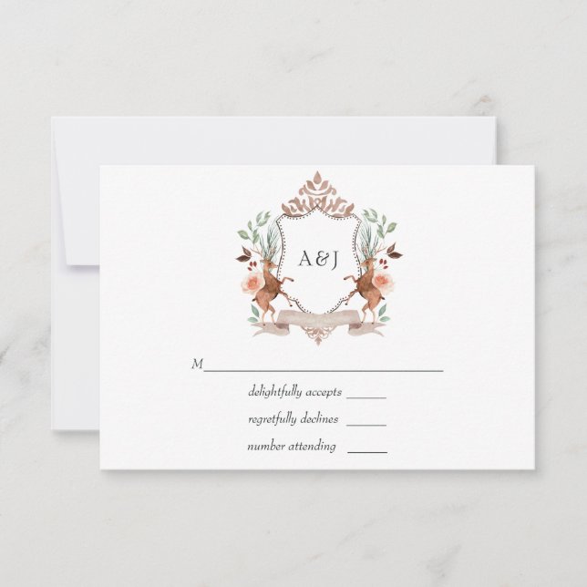 Faire-part de mariage avec monogramme de laurier d (Devant)