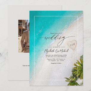 Faire-part de mariage avec monogramme sur la plage