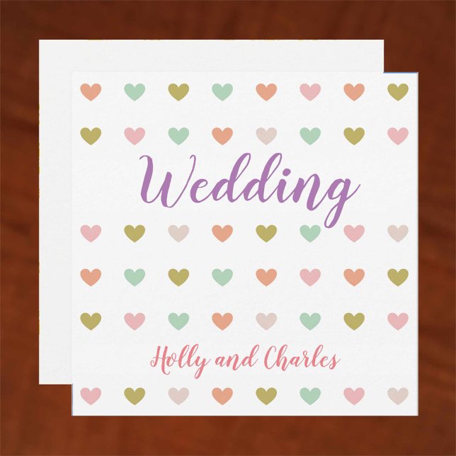 Faire-part de mariage avec Motif Pastel Hearts (Créateur téléchargé)