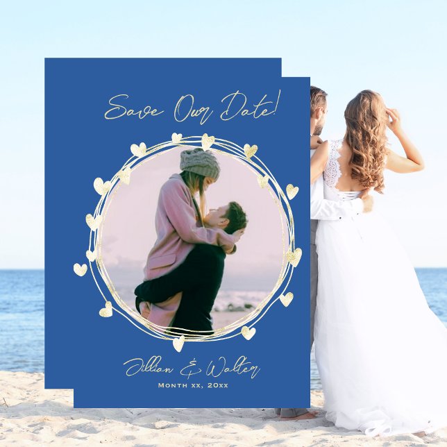 Faire-part de mariage avec photo, Bleu, Noms, (Créateur téléchargé)
