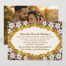Faire-part de mariage avec photo de la floraison d