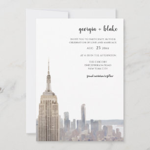 Faire-part de mariage avec photo de la skyline de