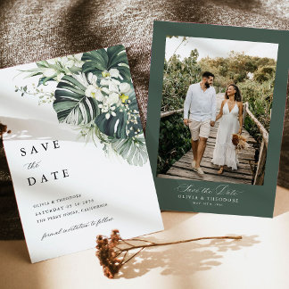 Faire-part de mariage avec photo de Monstera vert