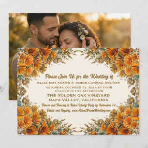 Faire-part de mariage avec photo de Pavot de Calif