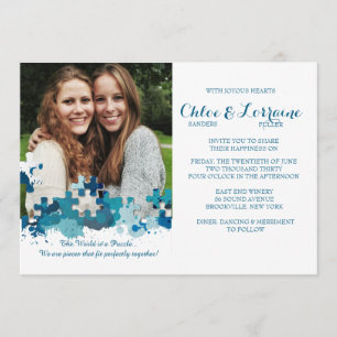 Faire-part de mariage avec photo de pièces de puzz