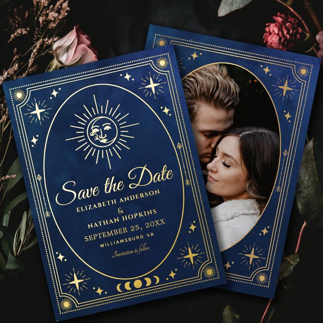 Faire-part de mariage avec photo de tarot Bleu Cél (Créateur téléchargé)
