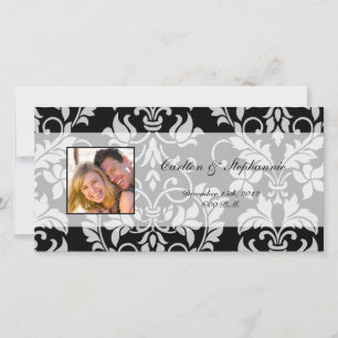 Faire-part de mariage avec photo en damas noir et