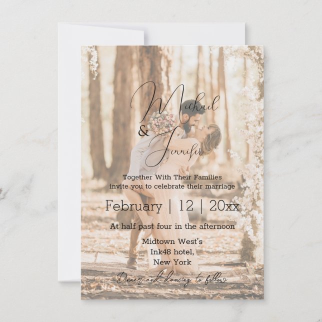 Faire-part de mariage avec photo en superposition  (Devant)