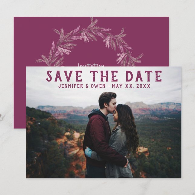 Faire-part de Mariage avec Photo Engagement (Devant / Derrière)