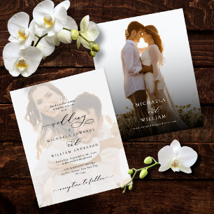 Faire-part de mariage avec photo et calligraphie m