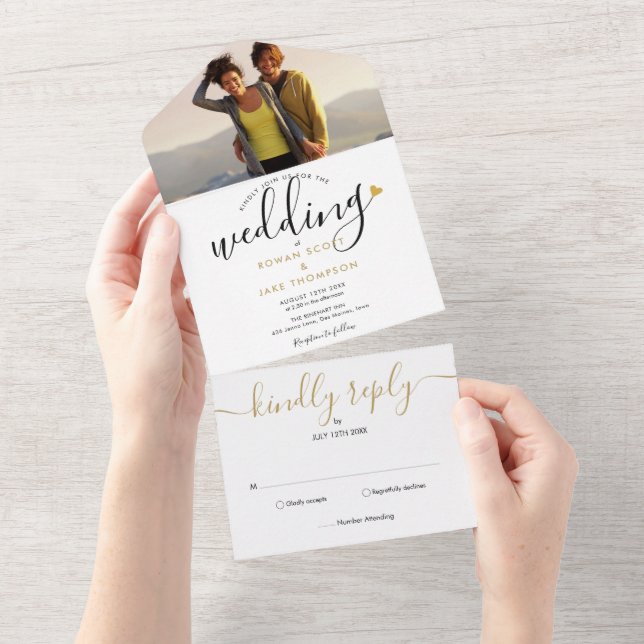 Faire-part de mariage avec photo et monogramme en  (Déchirure)