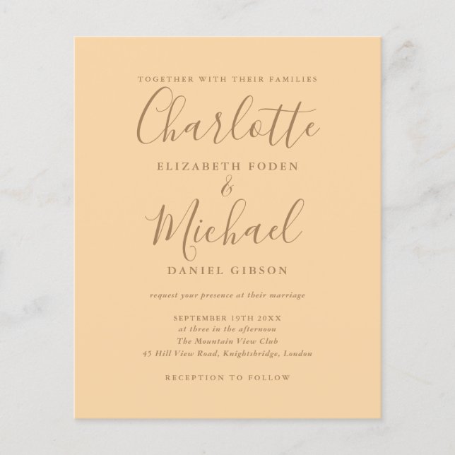 Faire-part de mariage avec photo et script Champag (Devant)