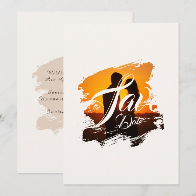 Faire-part de mariage avec photo moderne pour anno (Devant / Derrière)