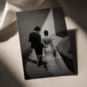 Faire-part de mariage avec photo noir et blanc en