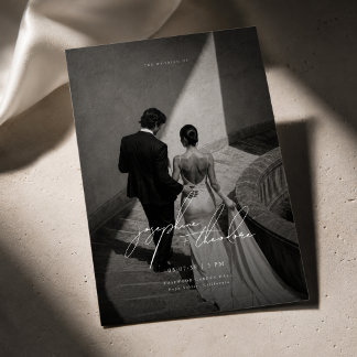 Faire-part de mariage avec photo noir et blanc en