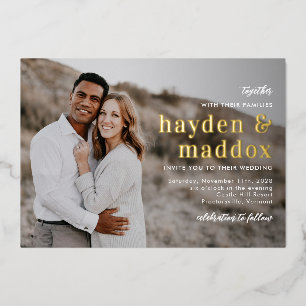 Faire-part de mariage avec photo sous vrai feuille