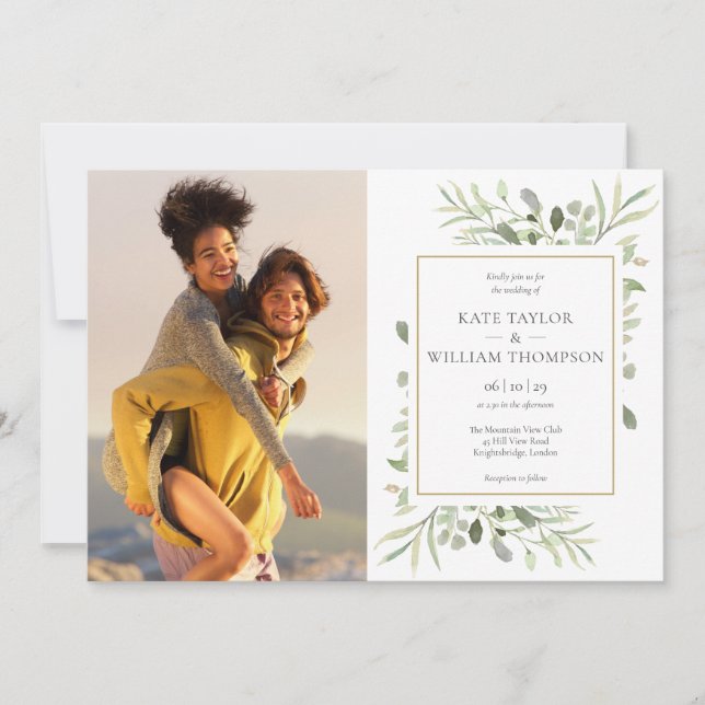 Faire-Part de Mariage avec Photos de Feuillage de  (Devant)