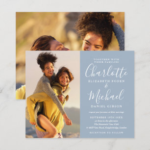 Faire-part de mariage avec photos de style poussié