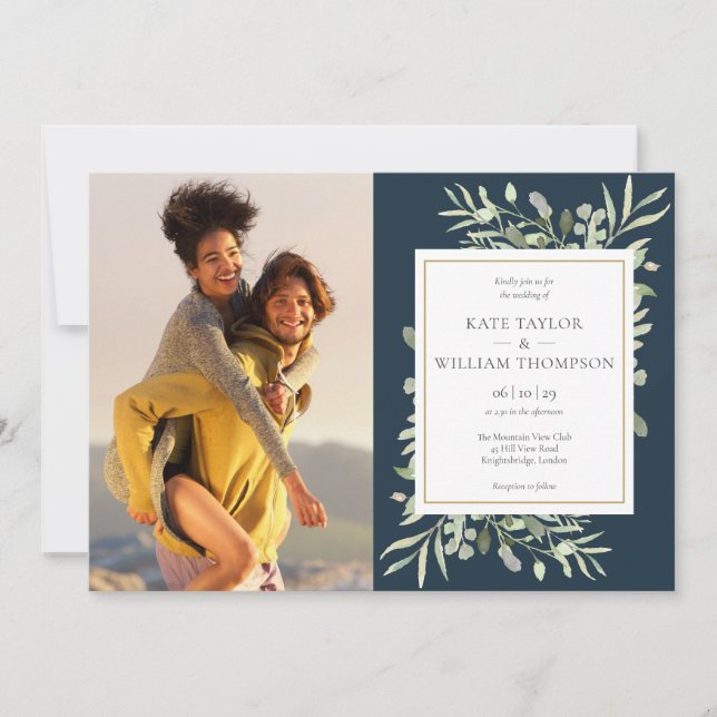 Faire-part de mariage avec photos de verdure botan (Devant)