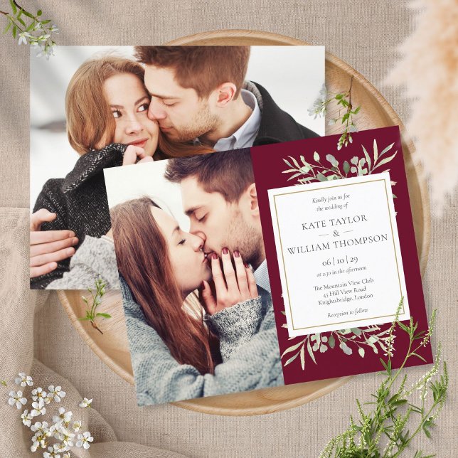 Faire-part de mariage avec photos de verdure de Bo (Créateur téléchargé)
