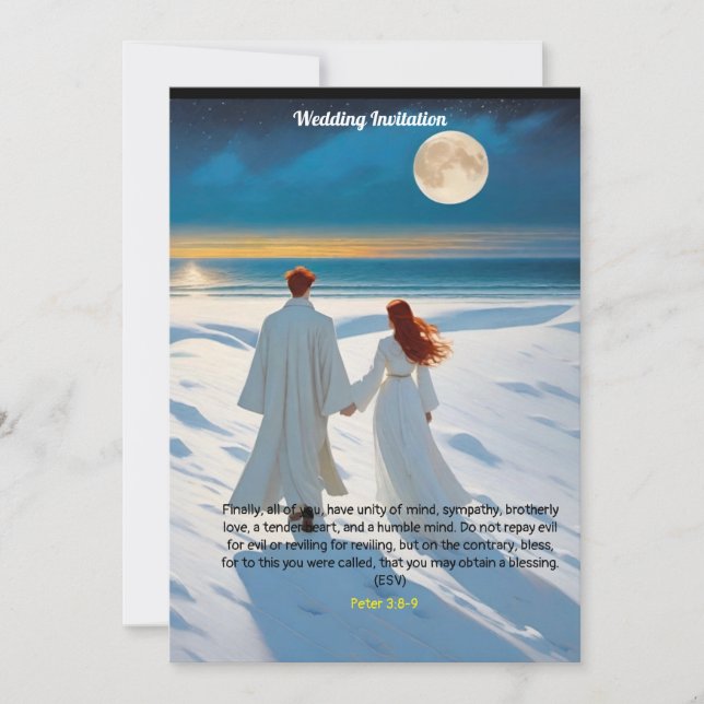 Faire-part de mariage avec Pierre 3:8-9 (Devant)