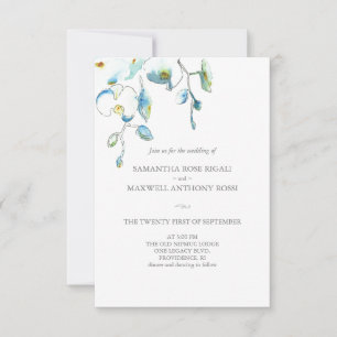 Faire-part de mariage avec QR Code Blue Flowers