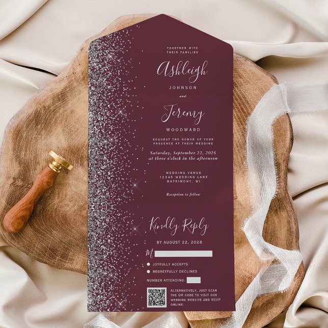 Faire-part de mariage avec QR Code et paillettes a (Créateur téléchargé)