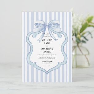 Faire-part de mariage avec ruban à nœud rayé vinta