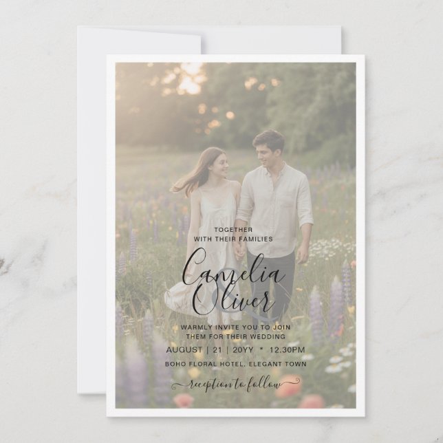 Faire-part de mariage avec superposition de photo  (Devant)