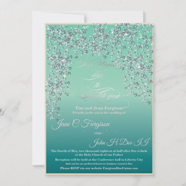 Faire-part de mariage avec thème Confetti du Nouve (Devant)