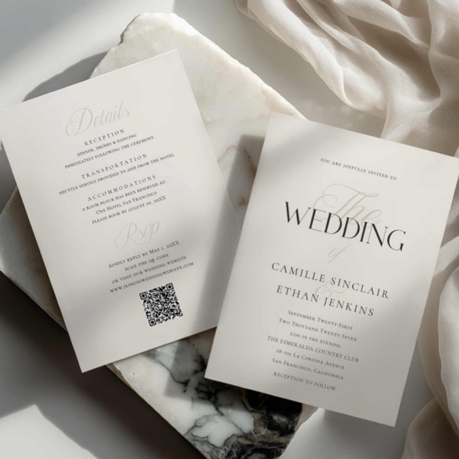 Faire-part de mariage avec typographie élégante et (Modern Editorial Wedding Invitation)