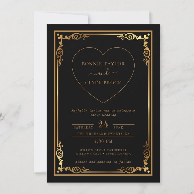 Faire-part de mariage avec un design d'accent de c (Devant)
