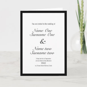 Faire-part de mariage avec une mince bordure noire