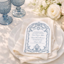 Faire-part de mariage baroque d'ornement bleu fran