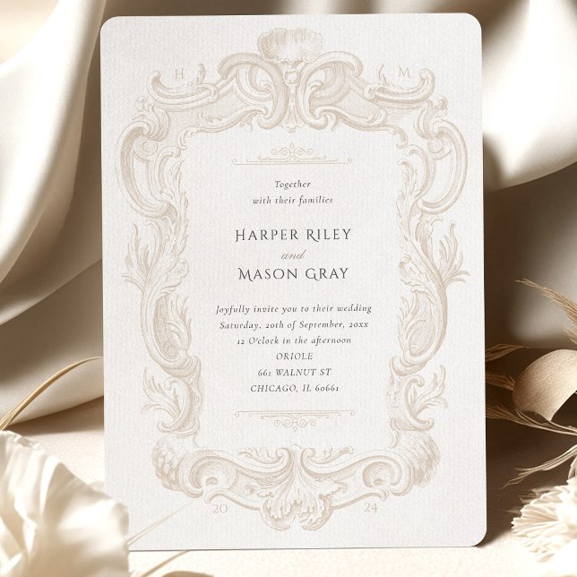 Faire-part de mariage baroque Elégance Sable Taupe (Créateur téléchargé)
