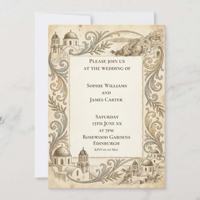 Faire-part de mariage baroque or (Devant)