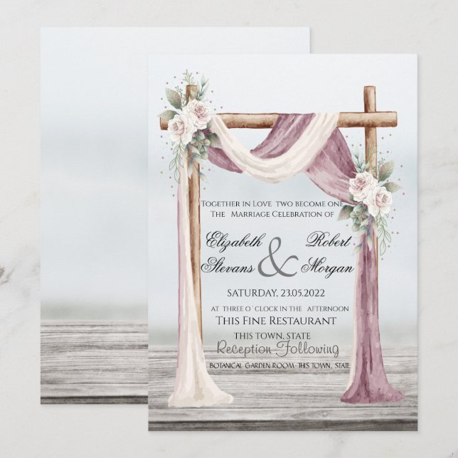 Faire-part de mariage Beach Arbor (Devant / Derrière)