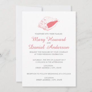 Faire-part de mariage Beach Seashell (rose)